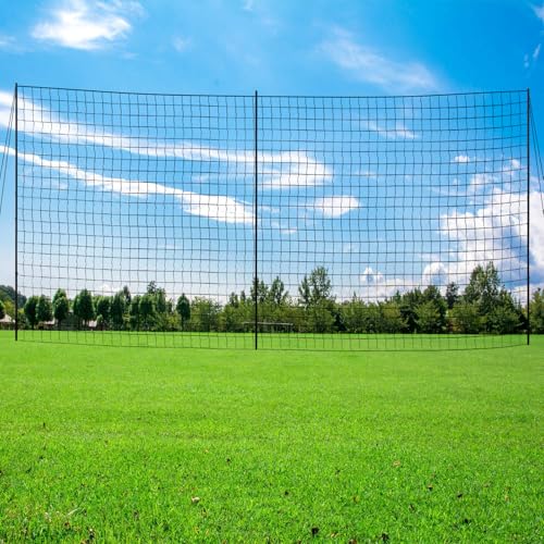 Backstop Net System for Backyard – Heavy Duty Sports Barrier Net with Steel Posts, Movable/Socketed Ball Stop Net for Soccer, Baseball, Training - size: 30FT Wide, style: Socketed-4 Inch Net-12FT TALL