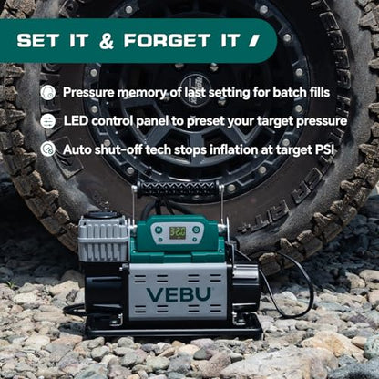 ‌RV Air Compressor 12V Tire Inflator, 150PSI with Auto Shut-off, Digital Display & Preset, 5.65CFM Fast Inflation for Off-road Vehicles, Trucks, SUVs, RVs, ATVs, Corded Electric - style: Single Cylinder + Digital Display