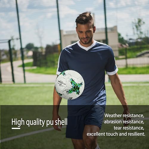 Senston Soccer Ball Size 5 -Official Match Weight-Youth & Adult Soccer Players - Air Pump Included - color: green