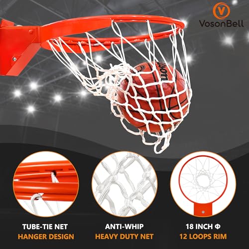 Basketball Rim Replacement, Single-Spring Breakaway Basketball Rim Outdoor Indoor, Universal 18 Inch Heavy Duty Basketball Hoop Rim and Net - color: ORANGE, style: TUBE TIE Basketball Rim