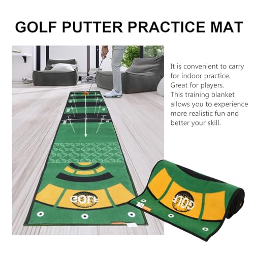 VALICLUD Golf Putting Mat Indoor Practice Blanket with Artificial Turf Surface, Putter Training Tool for Office and Home Use, Non-Slip Green Carpet for Golfers and Beginners
