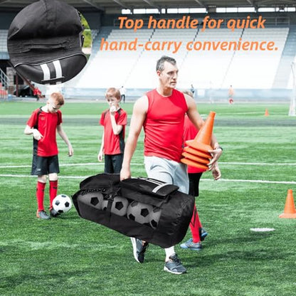 Youeon Soccer Ball Bag with Pockets, Holds 14-16 Balls, Extra Large Sports Equipment Ball Bag with Adjustable Shoulder Straps, Heavy Duty Basketball Football Storage Bag for Coach, Players, Trainers