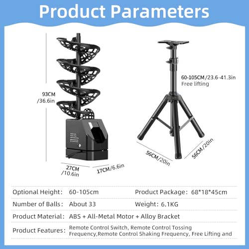 Pickleball Machine Ball Thrower, 28 Pickleballs Capacity,2/3/4Sec Frequency,Angle/Speed of Serve are Adjustable,60-105CM Adjustable Tripod,for Practice and Training Luxurymodel - color: Luxurymodel
