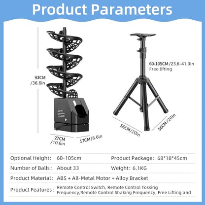 Pickleball Machine Ball Thrower, 28 Pickleballs Capacity,2/3/4Sec Frequency,Angle/Speed of Serve are Adjustable,60-105CM Adjustable Tripod,for Practice and Training Luxurymodel - color: Luxurymodel