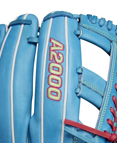 Wilson Fall 2024 A2000® Baseball Gloves - color: Sky Blue/Flamingo, size: Infield - 11.75"