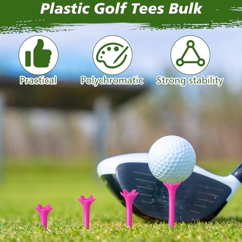 Soulchen 2 3/4 Inch Inch Golf Tees - 5-Prong Curved Design for Longer Drives Low Spin & Low Friction Plastic Tees Durable Bulk Tee with Optimized Shaft Strength for Driving Range