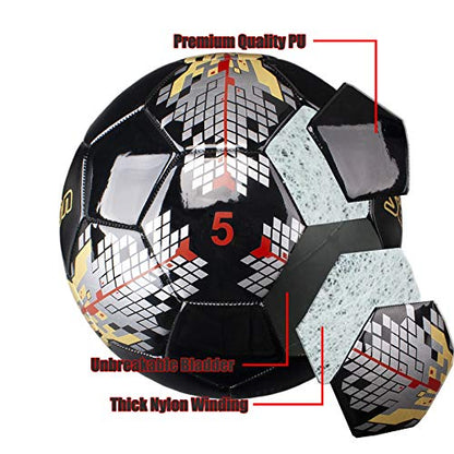 Senston Soccer Ball Size 3 & Size 4 & Size 5 for Kids and Adult Official Match Training Soccer Ball with Pump - color: black, size: size 5