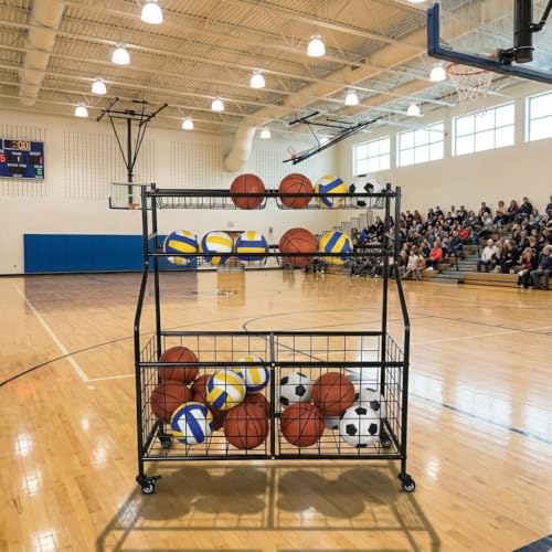 Garvee Ball Storage Cart, Sports Equipment Garage Organizer with Wheels for Sports Gear and Toys, Rolling Indoor/Outdoor Storage Cart