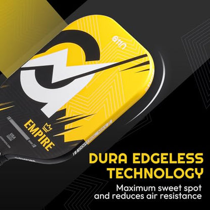 A11N SPORTS Empire Thermoformed Edgeless Pickleball Paddle | Carbon Fiber Face with SuperGrit Texture for Ultimate Spin | Longer Handle for Double-Handed Backhand - style: PowerMax丨Yellow