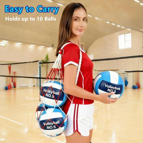 Official Size 5 Volleyball Balls, Waterproof Soft Bulk Recreational Volley Balls with Pump and Net Bag for Beach Pool Sand Training for Beginner