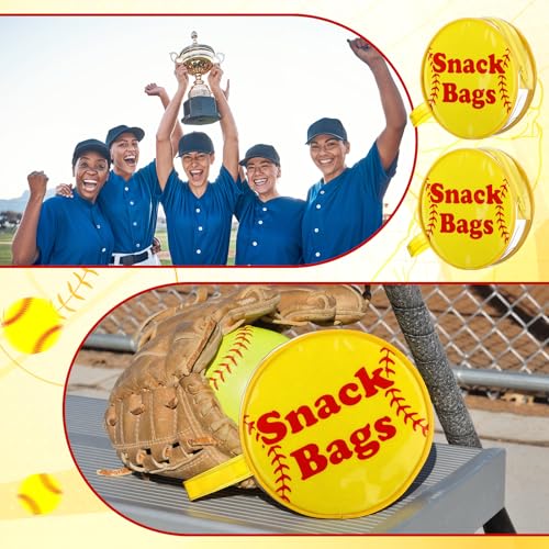 Reginary 12 Pcs Softball Snack Bags for Team Gifts Softball Goodie Clear Treat Candy Pouch Bags PVC Waterproof with Zipper Party Favors for Team Birthday Gifts Sport Supplies - style: Softball Snack Bag