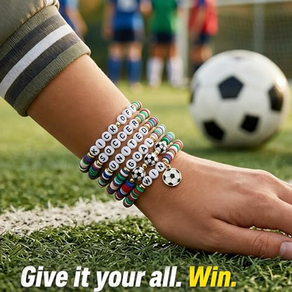 OHOME Soccer Mom Essentials - 6 Pack Soccer Bracelets | Soccer Party Favors - 2026 World Game Cup Merchandise Jewelry Accessories Outfits for Women Men - Soccer Gifts for Fans Players Coaches Team - style: Soccer