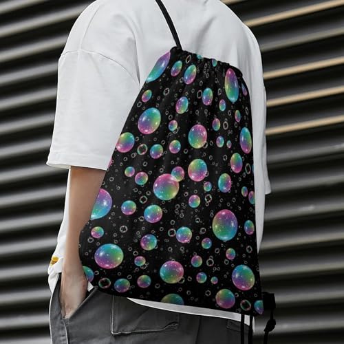 Yoga Drawstring Bag Gym Sackpack String Backpack Waterproof for Sports Beach Swimming Lightweight Men Women, Psychedelic Galaxy Bags - color: Picture (377)