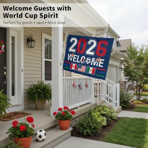 World Cup Decorations Flag 2026 American Canada Mexico Host Country Football Supporters Banner Welcome Soccer Merchandise Accessories,Great Soccer Fans Gifts,5×3 Feet Yard Sign Garden Outdoor Flag