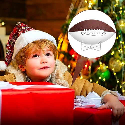 Liliful 2 Pcs Autograph Football Basketball Blank Official Size with 2 Stand 2 Signature Pen 1 Pump for Fantasy Trophy Anniversary Birthday Graduation - size: Size 9, style: 2 Sides White Football