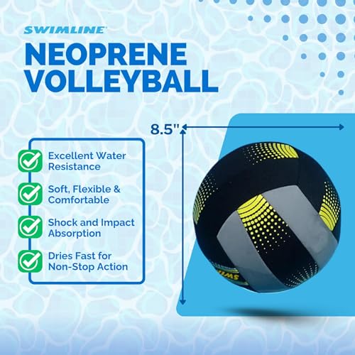 SWIMLINE Neoprene Pool & Beach Accessory for Active Group Play, Backyard Games, and Water Sports – Waterproof Soft Volleyball, Black & Yellow, 8.5" - style: Neoprene Pool Volleyball