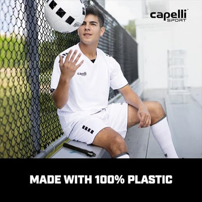 Capelli Sport Portable Air Pump, Dual Action Hand Ball Pump for Inflatables, Includes 2 Needles and Extension Hose, Great for Soccer, Football, and Basketball, Black/Blue