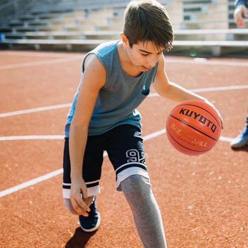 KUYOTQ Kids Toddler Youth Adult Size (3~7) Basketball Thickened Rubber or Leather Small Mini Basketball Soft Touch in & Outdoor Wear Resistant Basketball for Boys Girls Basketball Gifts (Deflated)