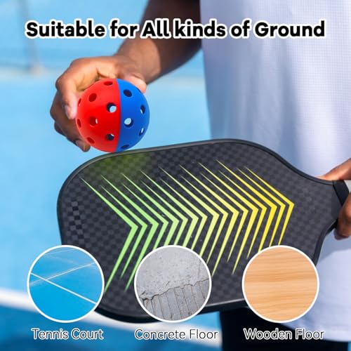 6 Pack Pickle Ball with 40 Holes, Pickleballs High Durability, Outdoor Pickleball Balls with Mesh Bag, Dual Color Pickle Balls with Superb Visibility, Stable Bounce