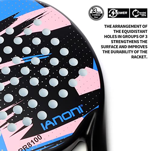 Padel Racket Carbon Fiber Surface with EVA Memory Flex Foam Core Lightweight Padel Racquet