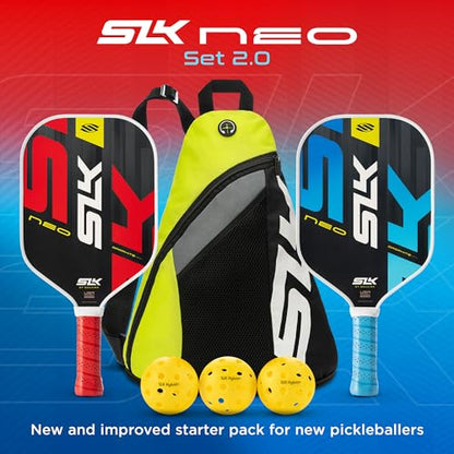 Selkirk Sport SLK Pickleball Paddles Set of 2 | Designed in The USA | Choose The SLK Neo Graphite, SLK Neo Fiberglass Pickleball Set or SLK Atlas Pickleball Bundle - color: Red & Blue | Neo Graphite