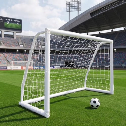 EGREE Portable Soccer Goal for Backyard - 12x6FT/8x6FT/6x4FT Heavy Duty Football Net Goals for Adults & Youth Training, Outdoor PVC Soccer Goal Post with Weatherproof UPVC Frame & Ground Stakes, White - size: 8FT*6FT