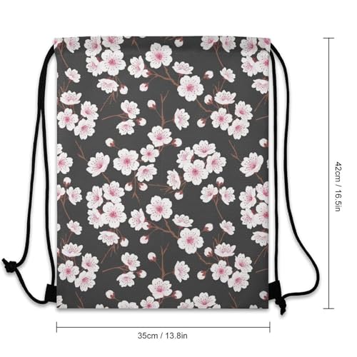 Gym Drawstring Backpack Water Resistant Sackpack with Compartment for Swimming Beach Sports Travel Unisex, Spring Blossom Trees Cherry Flowers Bags - color: Picture (379)