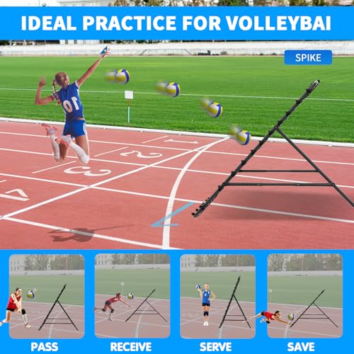 Adjustable Volleyball Rebounder Net 7x4 FT - Ultimate Training Equipment for Volleyball & Lacrosse Enhanced Bouncing System for Volleying, Bumping, and Spiking Drills - color: Black