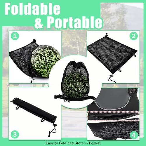 KAEGREEL Drawstring Soccer Bag Basketball Backpack for Kids Teens, Foldable Sports Bags Detachable Ball Mesh Bag for Gym Yoga Football Baseball - color: Dark Black