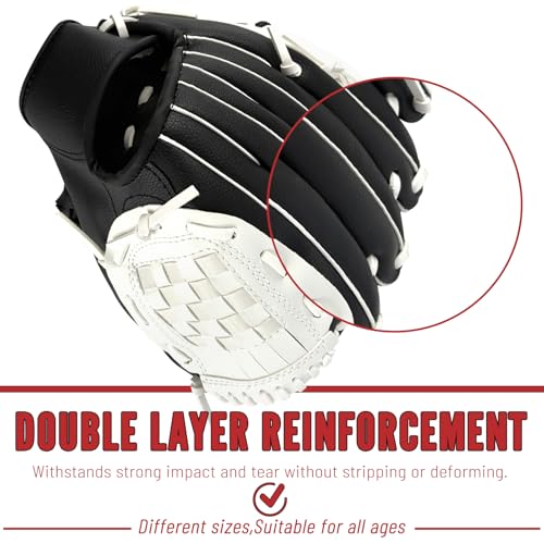 Baseball Glove,Baseball Softball Mitt with Ball for Kids Youth Adults Training and Beginner,Right Hand Throw,Left Hand Glove - color: Monochrome Streak, size: 12.5"