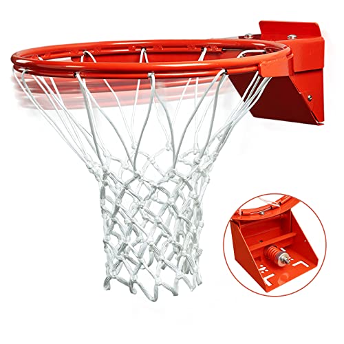 Breakaway Basketball Rim, Heavy Duty Flex Rim Replacement 5/8-In, Standard Goal Reinforced Mounting Bracket Fit Most Size Backboards Indoor and Outdoor - style: 1-spring basketball rim