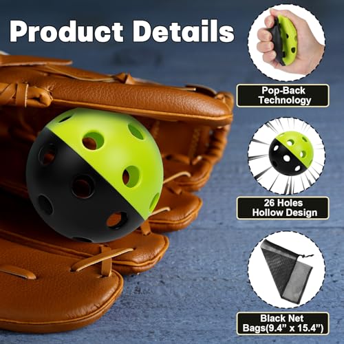 Mototo 12/30/60 Practice Baseballs for Hitting, 2.8 Inch Plastic Soft Baseballs for Practice Lightweight Soft Ball Hollow Training Softball for Sport Pitching Batting