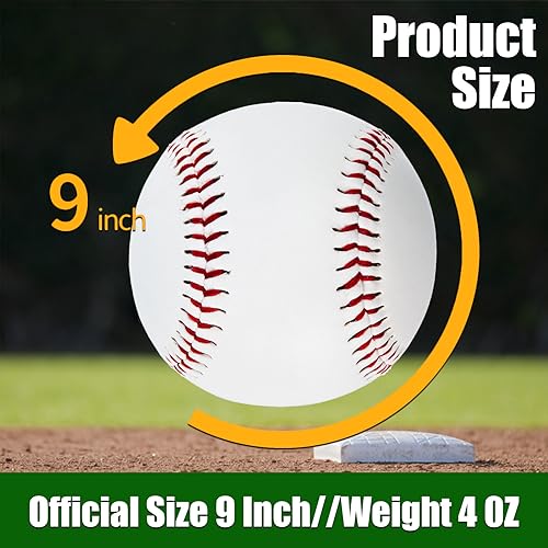 Official Size Practice Training Baseballs 12 Balls Pack Blank Baseball Sports Youth/Adult for League Play, Pitching, Batting, Fielding, Autograph, Gifts(One Dozen)