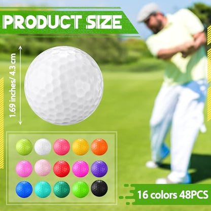 Vinsot 48 Pcs Golf Balls Bulk Solid Rubber Golf Soft Training Balls for Hit Swing Driving Range Indoor Outdoor Putting Practice and Training Custom Printed DIY Gifts (Mixed Colors)