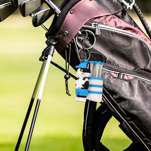 Penitue Caddie Golf Tee Holder, Including 8 Golf Ball Tees Creative Cute Cat Holder Set for Women Men Golfers Attaching to Backpack Shoulder Bag Belt - style: Cat