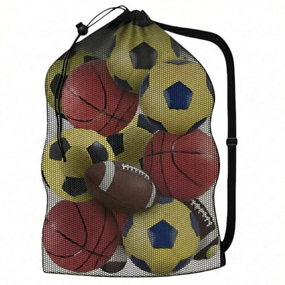 Extra Large Soccer Ball Bag，40x30 Inch Extra Large Mesh Equipment Sack for Coaches, Storage Bag for Basketball, Volleyball, Gym Equipment, Swimming Gear - color: Black (No Pocket)