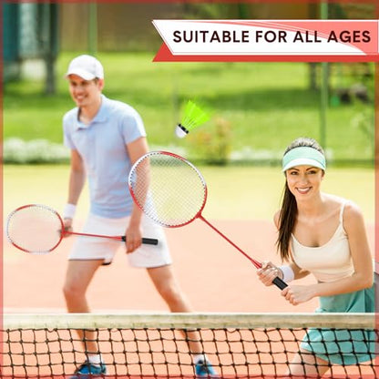 12 Pack Badminton Rackets Set Including Badminton Racquets, Nylon Shuttlecocks and Carry Bag for Outdoor Backyard Games Beginners - color: White-Red Cross