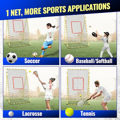 SPOYNAL 7x4 FT Volleyball Rebounder Net, 5-Angle Volleyball Training Equipment, Adjustable Rebounder Net Practice Setting, Spiking, and Bumping, Practice Net for Baseball, Softball, Lacrosse, Soccer