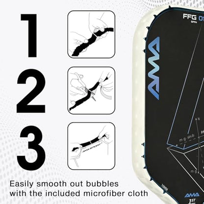 PICKLETECH Pickleball Paddle Protection Tape - Paddle Head Edge Guard - Racket Edge Protection Tape -Fit Perfectly Curved Edge -No Wrinkling - color: White Grid, size: Width 20mm
