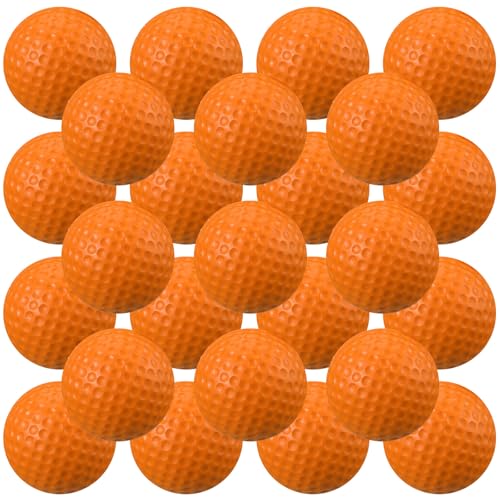 Junkin 24 Pcs Foam Golf Practice Balls Realistic Feel and Flight Training Sport Balls Elastic Soft Foam Golf Balls for Indoor or Outdoor Backyard Training - color: Orange