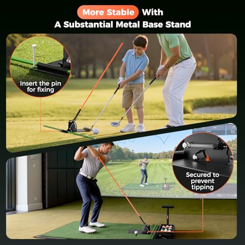 Golf Alignment Sticks Holder, Golf Training Aid with Alignment Sticks & Protective Padding, Swing Trainer Practice Teaching Aid Driving Range for Aiming, Putting, Swing, Golf Gifts for Men Women
