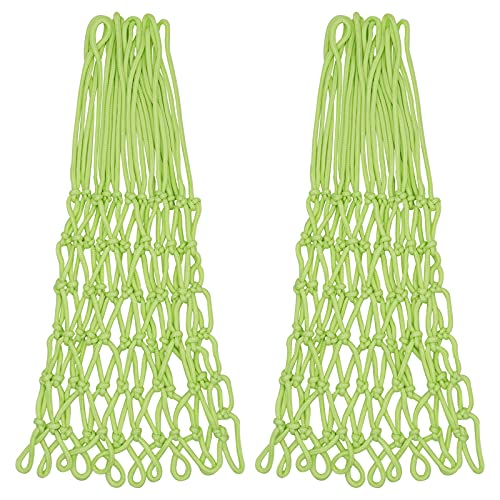 Sanung Fluorescent Basketball Nets Night Glow with 12 Loops 6 Knots All-Weather Anti-Whip Luminous Basketball Net Replacement for Indoor Outdoor Glow in the Dark, Set of 2