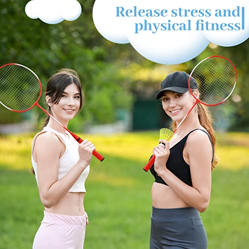 Woanger 8 Pack Badminton Rackets Set Including Badminton Racquets, Nylon Shuttlecocks and Carry Bag for Outdoor Backyard Games Beginners - color: Red & Blue