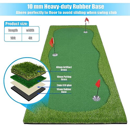Golf Putting Green/Mat-Golf Training Mat- Professional Golf Practice Mat- Green Long Challenging Putter for Indoor/Outdoor - style: 4x10ft