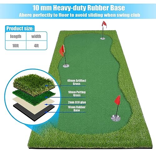 Golf Putting Green/Mat-Golf Training Mat- Professional Golf Practice Mat- Green Long Challenging Putter for Indoor/Outdoor - style: 4x10ft