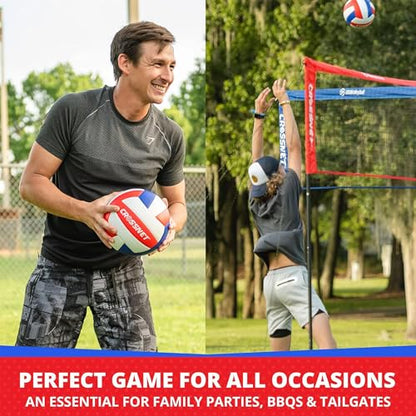 Vivere CROSSNET Quick Assemble 4 Square Volleyball Game Set for Adults and Kids with Volleyball Net, Backpack and Ball for Outdoor Games - color: USA