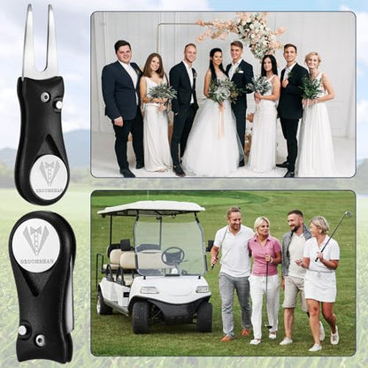 Sliner 6 Sets Groomsman Golf Proposal Gifts Include Groomsman Golf Ball Marker and Magnetic Divot Tool with Gift Box for Wedding