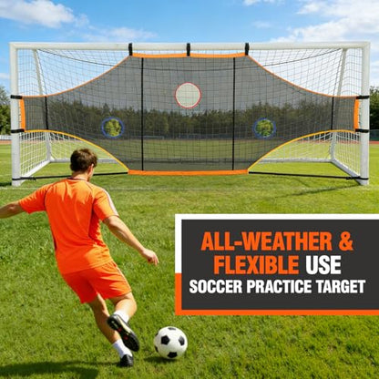 Soccer Goal Target Net, 16x6ft - Turn Training into a Game with 7 Scoring Zones | Durable All-Weather Backyard Soccer Net for Family Fun & Skill Boost-ONLY NET