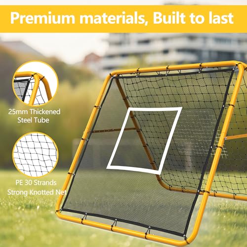 6X4 Ft Adjustable Soccer Rebounder Net, Heavy Duty Soccer Rebound Net with Iron Frame, Rust Resistant, Football Training Equipment for Backyard/Field, Easy Assembly