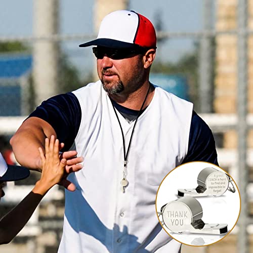 Flutesan Baseball Coach Whistle Basketball Coach Gift Volleyball Football Soccer Stainless Steel Whistle with Gift Box Personalized Coach Whistle with Lanyard Engraved Whistle for Referee Gift